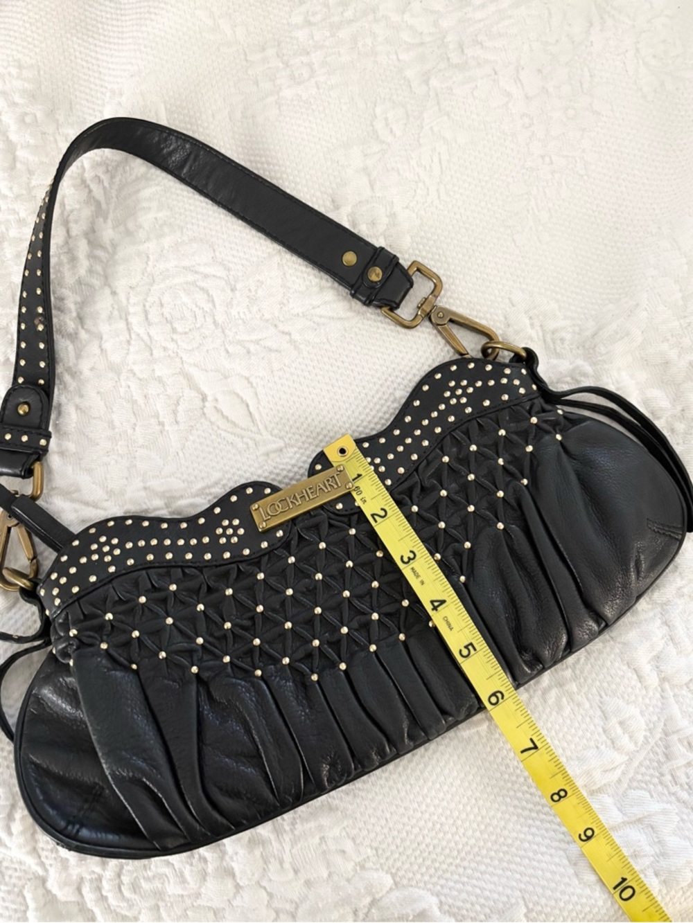 Lockheart vintage y2k bag purse clutch  Black Studded Leather - Picture 7 of 9